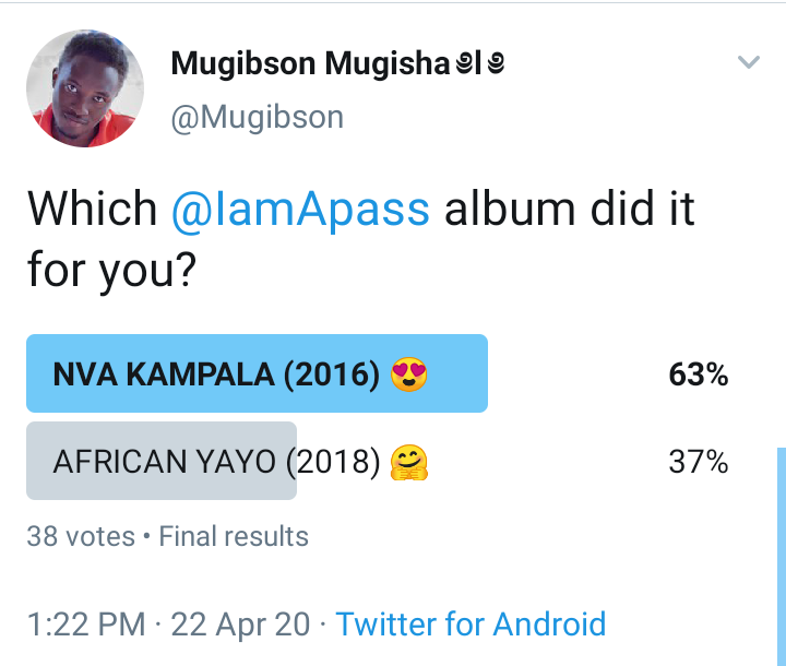Lyrical Maestro A Pass’ African Yayo album turns two years today. 9 MUGIBSON