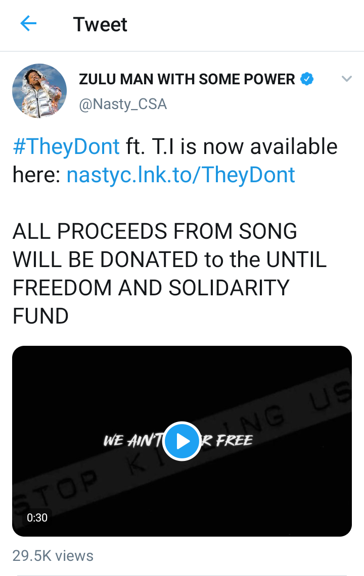 S.A Rapper Nasty C links up with T.I. on new inspiring single ‘They Don't’. Listen Here: 5 MUGIBSON