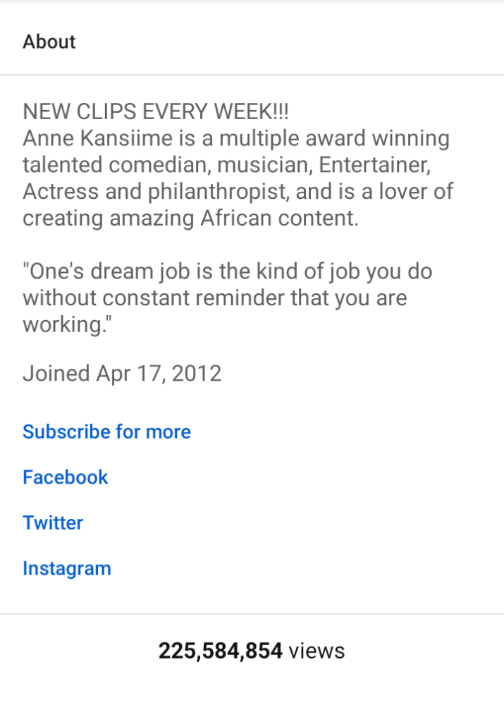 Ugandan Comedy queen Ann Kansiime Hits the 1 Million Subscriber count on YouTube 2 MUGIBSON