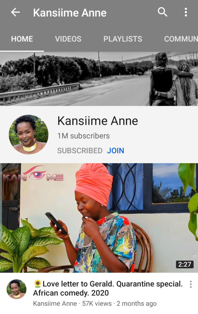 Ugandan Comedy queen Ann Kansiime Hits the 1 Million Subscriber count on YouTube 1 MUGIBSON